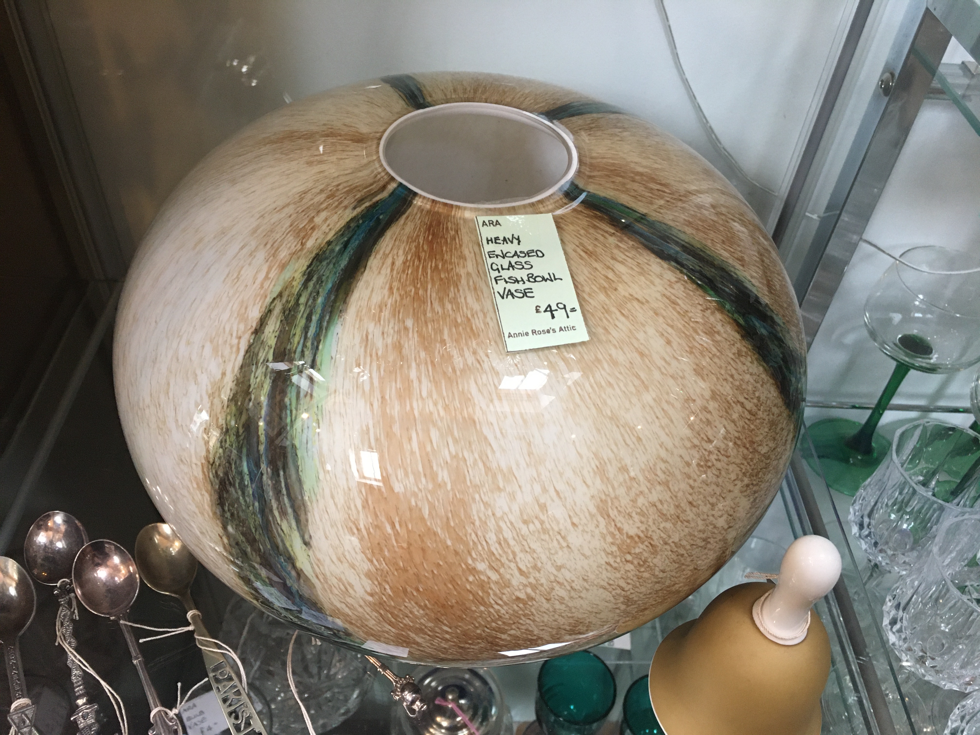 Encased Glass Fishbowl Vase